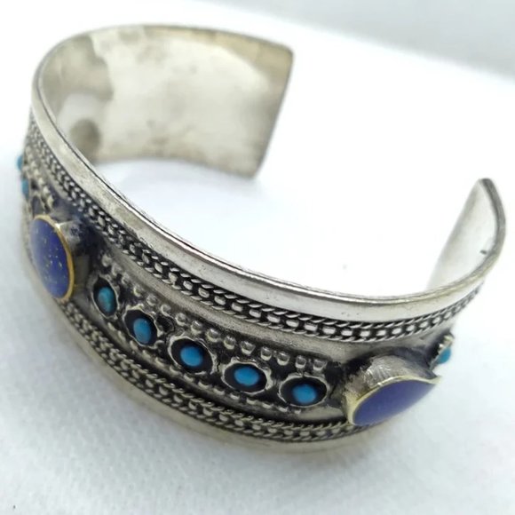 single  Handmade Afghan Lapis Lazuli Stones Bracelet Tribal Afghan Bracelet - Picture 4 of 7